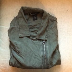 Lane Bryant bomber style linen jacket cropped back